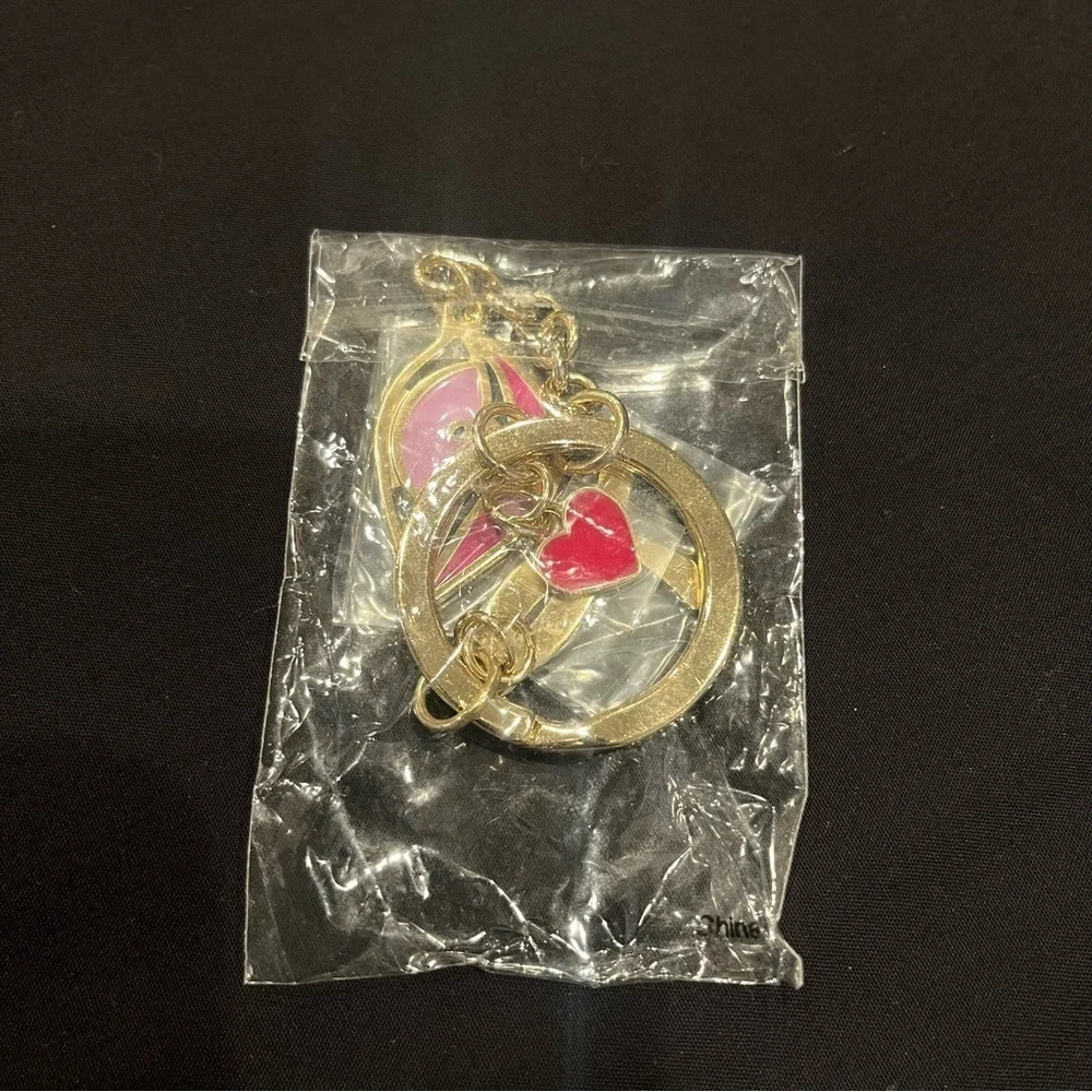 3 For $20! Gold Toned& Pink Ribbon Keychain Estee Lauder Breast Cancer Awareness